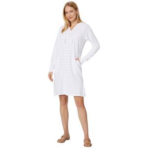 Mod-o-doc White Shadow Stripe Hoodie Dress Medium NWT Swim Coverup Resort Beach